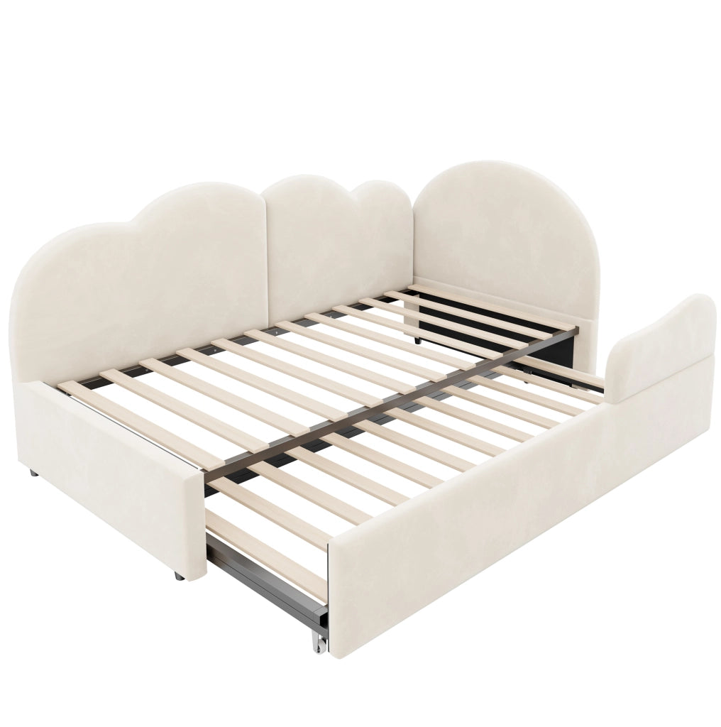 Divano letto imbottito a L con letto estraibile 90x200+90x190, velluto, design salvaspazio
