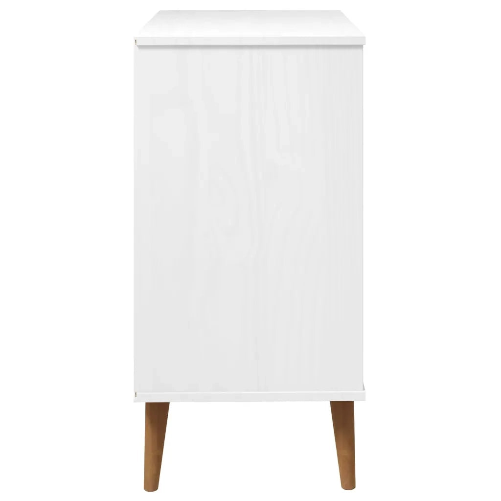 Cassettiera MOLDE Bianca 80x40x80 cm in Legno Massello di Pino 350505