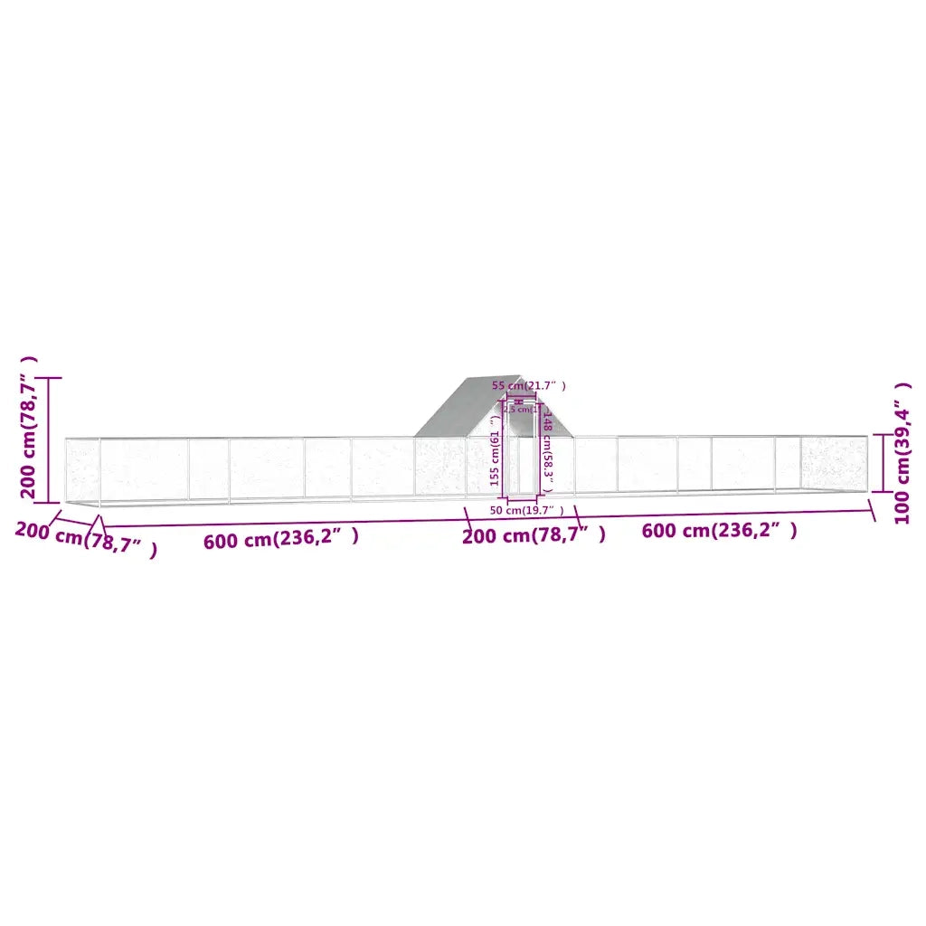 Pollaio 14x2x2 m in Acciaio Zincato 144564