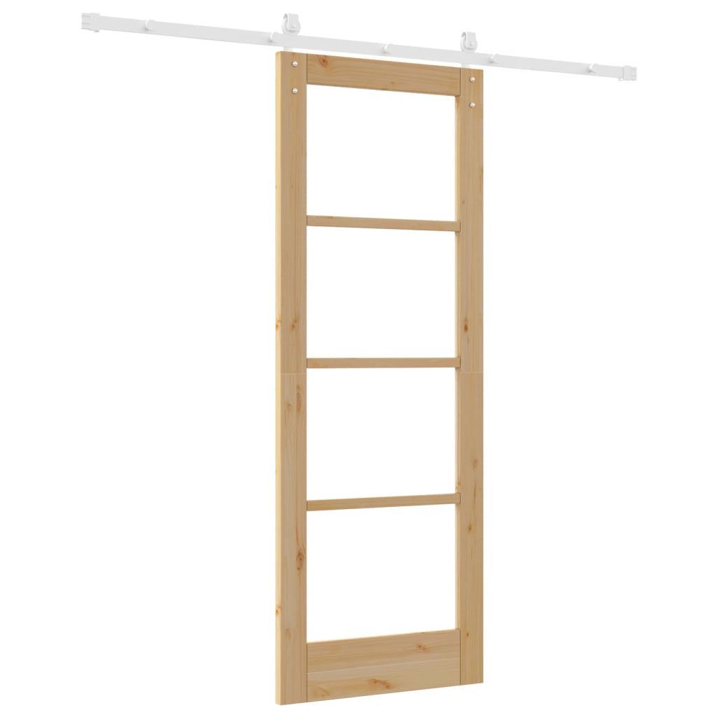 Porta Scorrevole con Set di Hardware 'ORKDAL'Legno Massello e Vetro