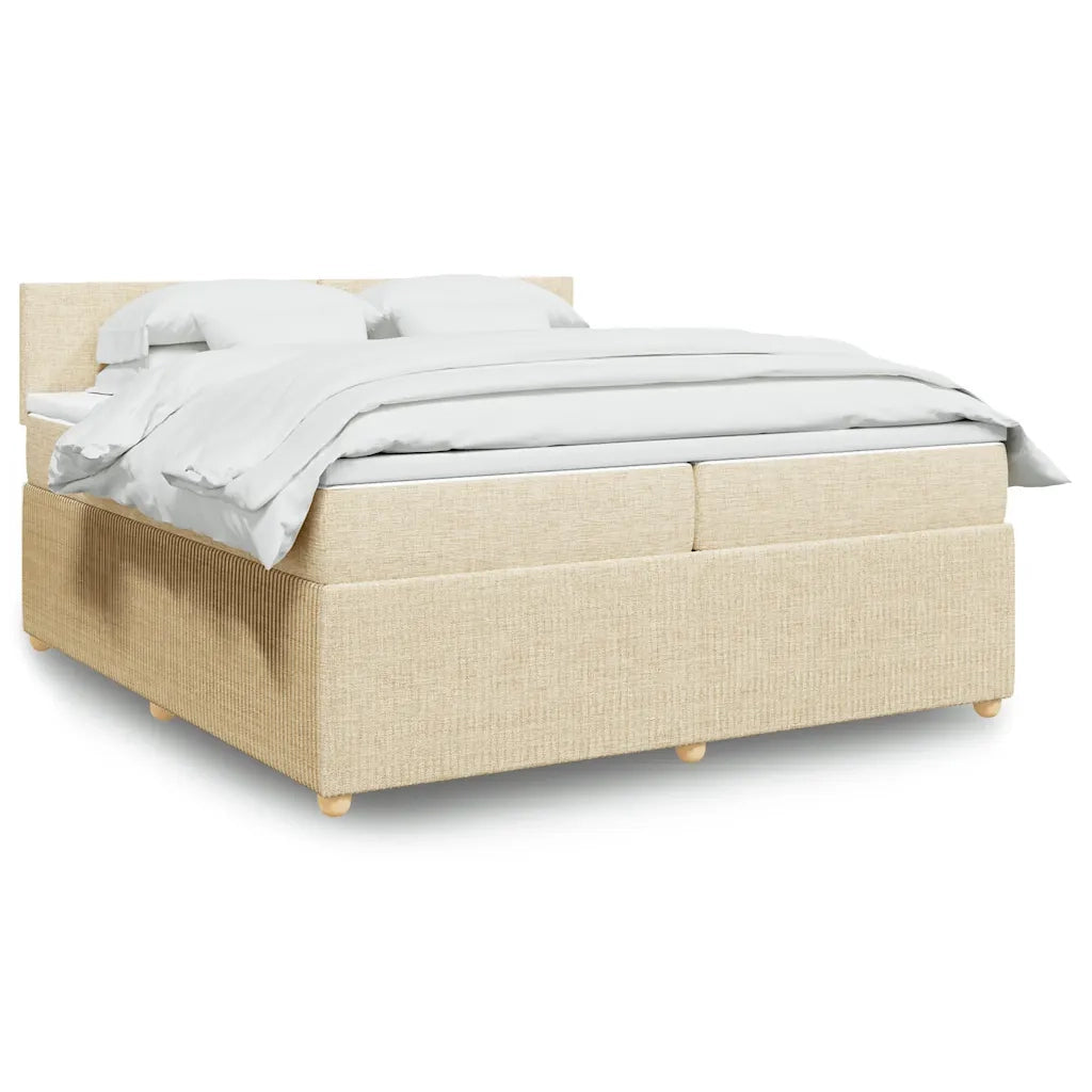 Giroletto a Molle con Materasso Crema 200x200 cm in Tessuto