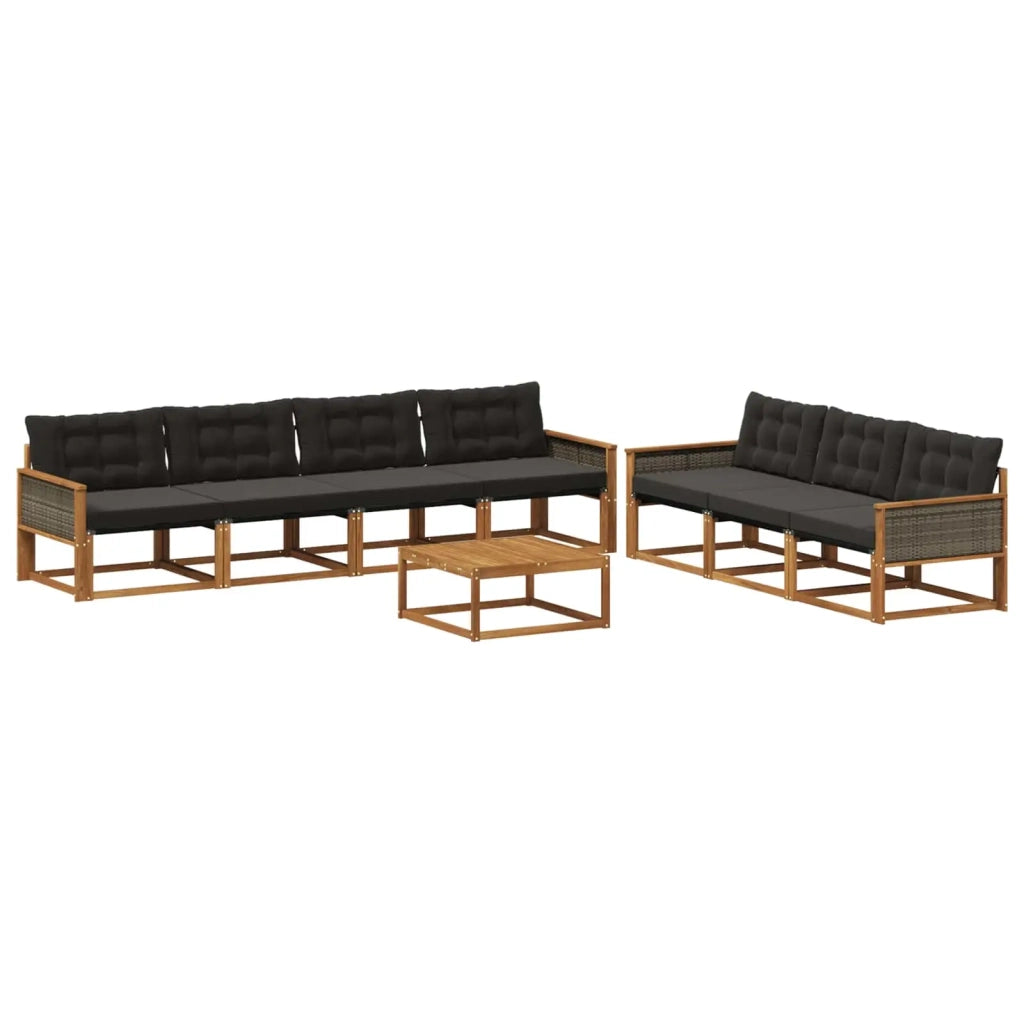 Set di divani da esterno con cuscino 8 pcs Naturale e Nero 3381292