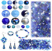 Kralen per Armband, 1020 Stuks Facetati Glasse Kralen 4mm 6mm 8mm per Gioielli Fai da Te, Cristalli Kralen Duri per Armband, Collane Maniglie (Blu)