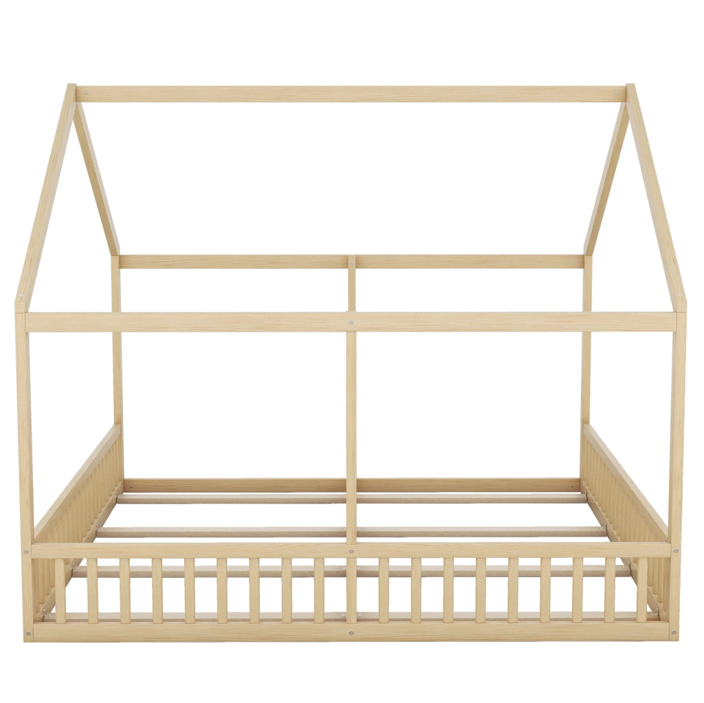 Letto 2 in 1 a casetta 90x200 cm in pino e MDF; naturale