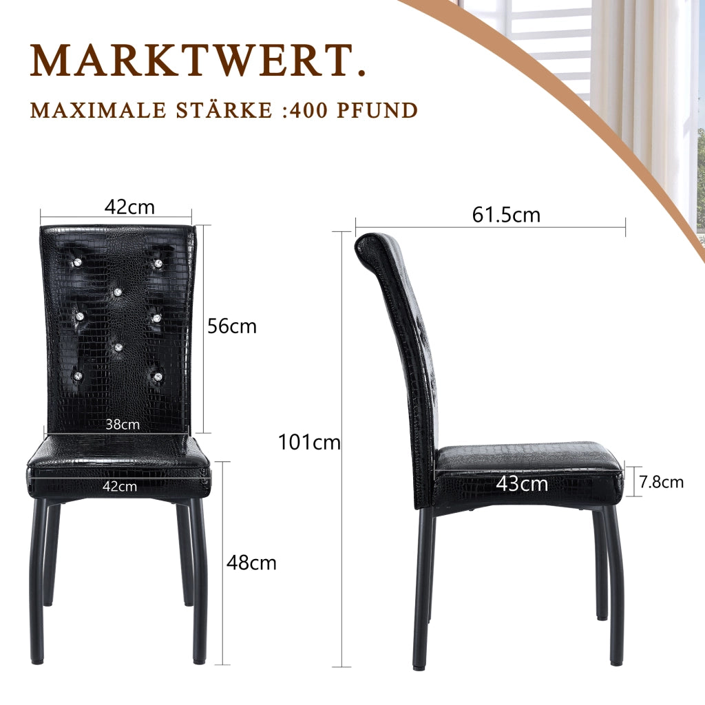 SEDIA DA PRANZO Set da 2 pezzi Nero in PVC e metallo