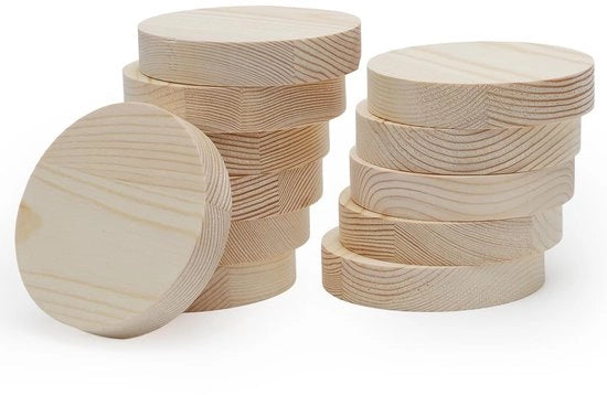 Cerchi in legno per progetti di fai da te - 10 x 2 cm - 12 pezzi - Superficie liscia
