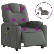 Poltrona | Sedia Relax Reclinabile Massaggio Elettrica Grigio Scuro Tessuto