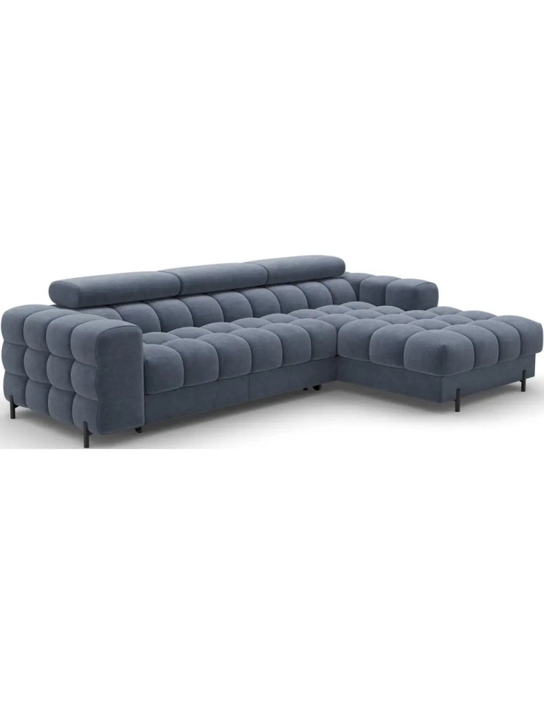 Divano ad angolo destro convertibile Blu design elegante 285x99x181cm FILTRO