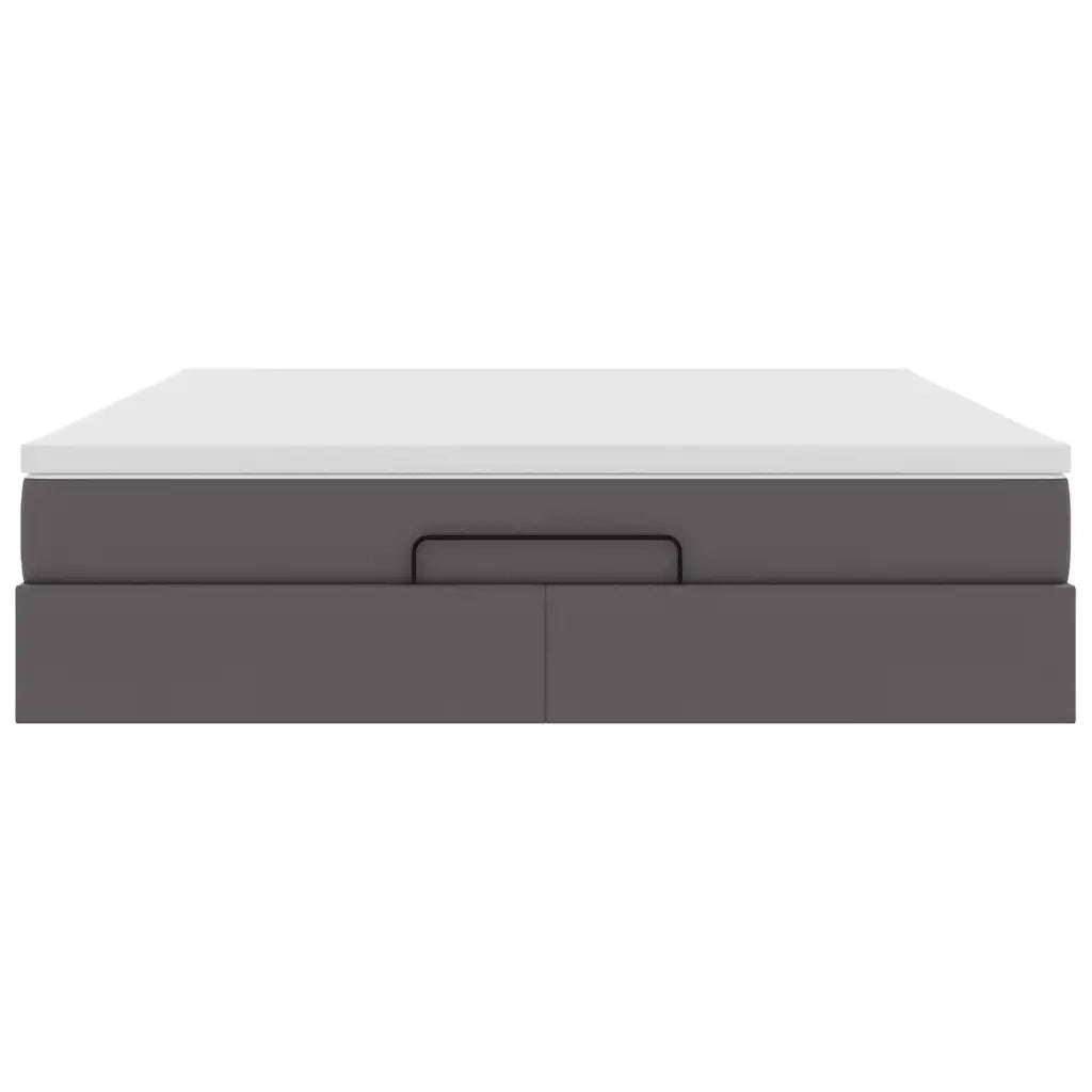 Struttura Letto Pouf con Materasso Grigio 180x200 cm Similpelle