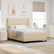 Letto Box Spring con Materasso in Crema, 160x200 cm Tessuto