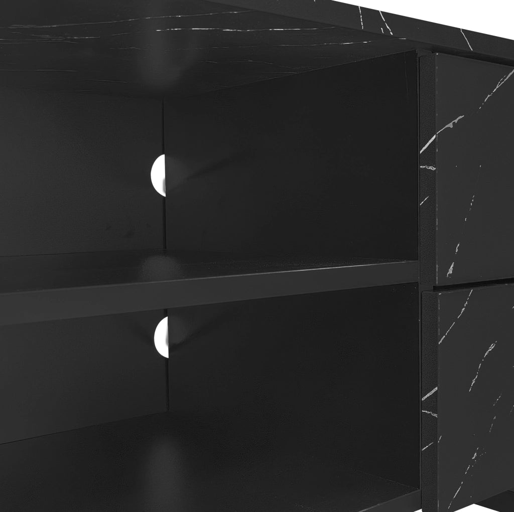 Mobile TV 200x38x50 cm; 2 ante e 2 cassetti con LED multicolore; MDF nero e legno