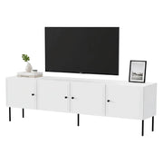 Mobile porta TV Piode, Madia da salotto con quattro ante battenti, Rialzato da terra, 201x40 h60 cm, Bianco