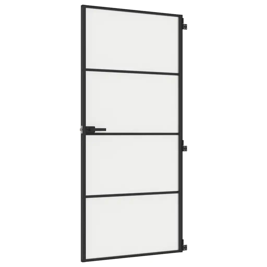 Porta Interni Sottile Nera 93x201,5cm Vetro Temperato Alluminiocod mxl 107738
