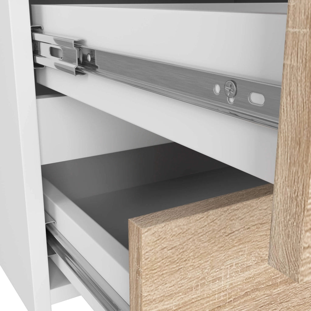 Cassettiera CL100 compatta AKORD Bianca 100 cm 6 cassetti inserto frontale Sonoma Quercia 100x35x57 cm