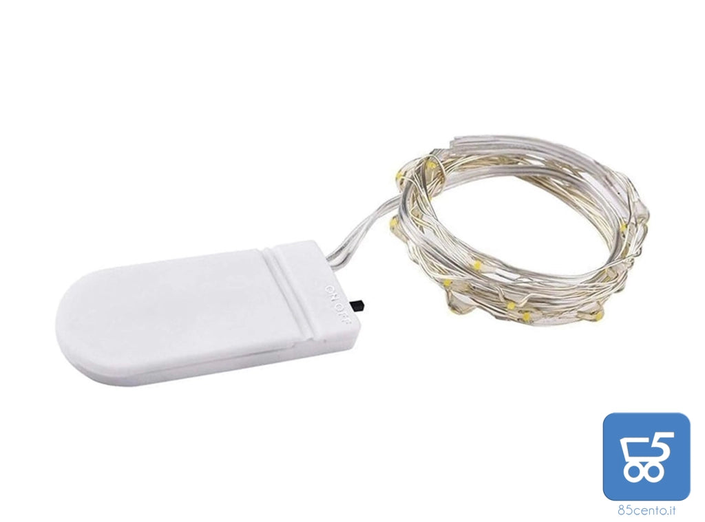 10 pz Filo Modellabile Luci Led Bianco Caldo 2 Mt a Batteria Con Interruttore per Feste Ricorrenze
