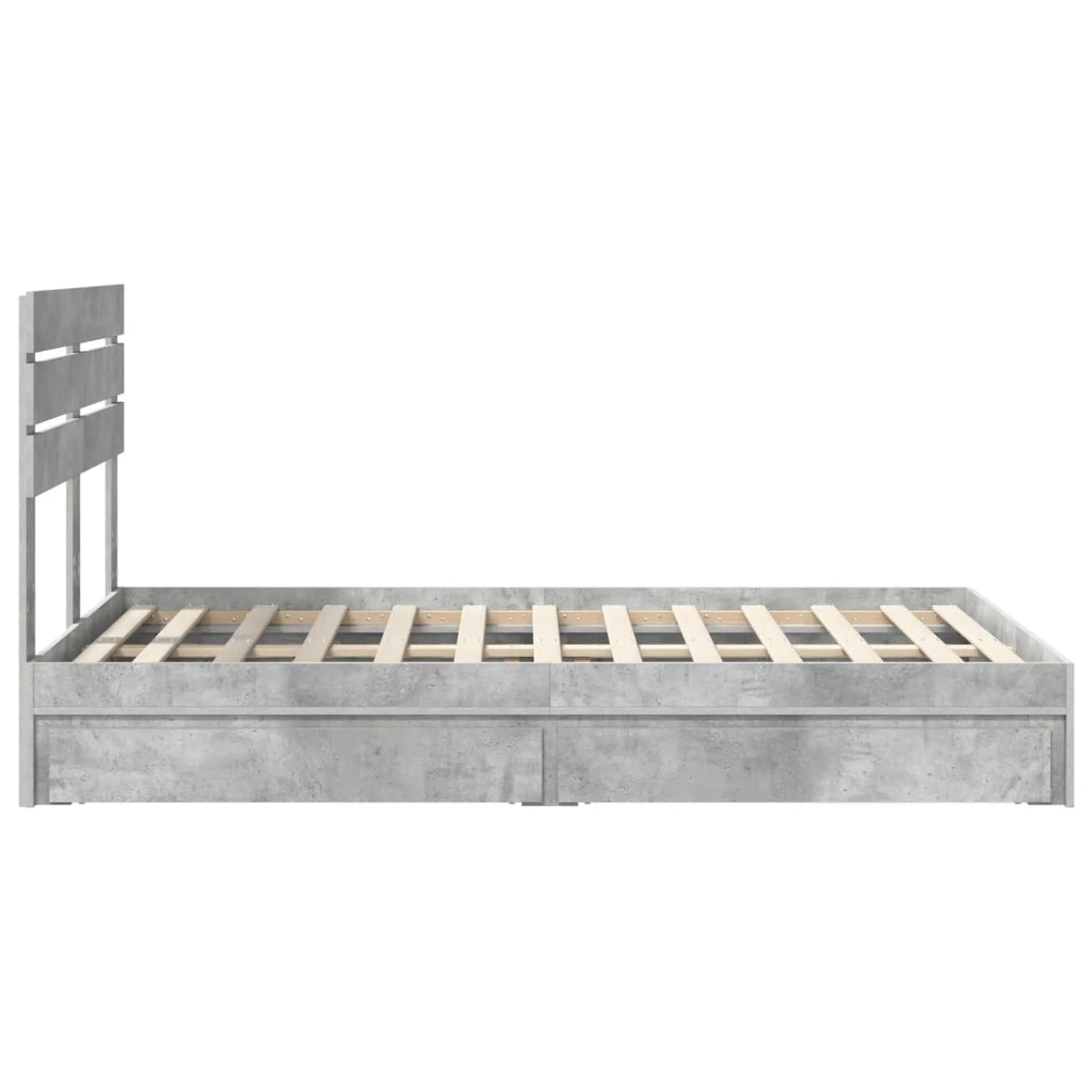Letto con Contenitore con testiera Grigio cemento 135 x 190 cm