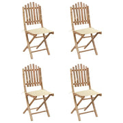 Set da Pranzo da Giardino 5 pz | Set Salotto da Giardino Pieghevole con Cuscini in Bamb¨´