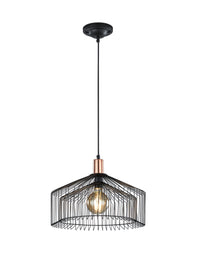 Lampada a Sospensione da Interno  E27 in Metallo Nero