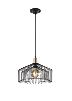 Lampada a Sospensione da Interno  E27 in Metallo Nero