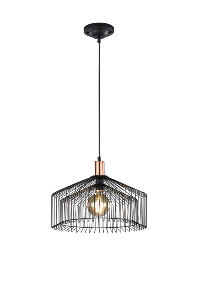 Lampada a Sospensione da Interno  E27 in Metallo Nero