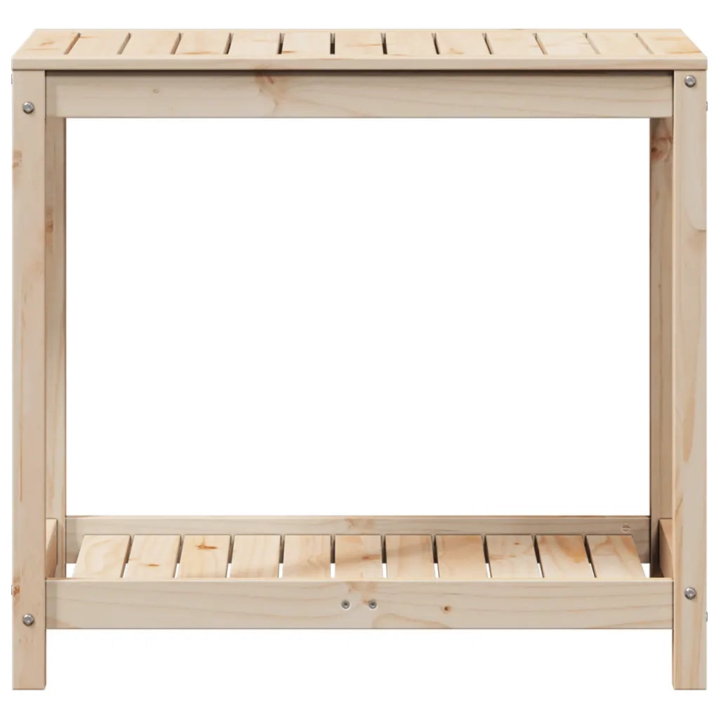 Tavolo Invaso con Ripiano-Tavolo da Lavoro con Ripiani 82,5x50x75 cm Legno Massello di Pino