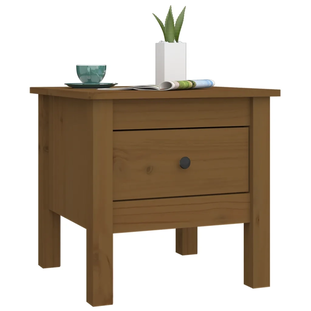 Tavolini 2 pz Ambrati 40x40x39 cm Legno Massello di Pino 813791