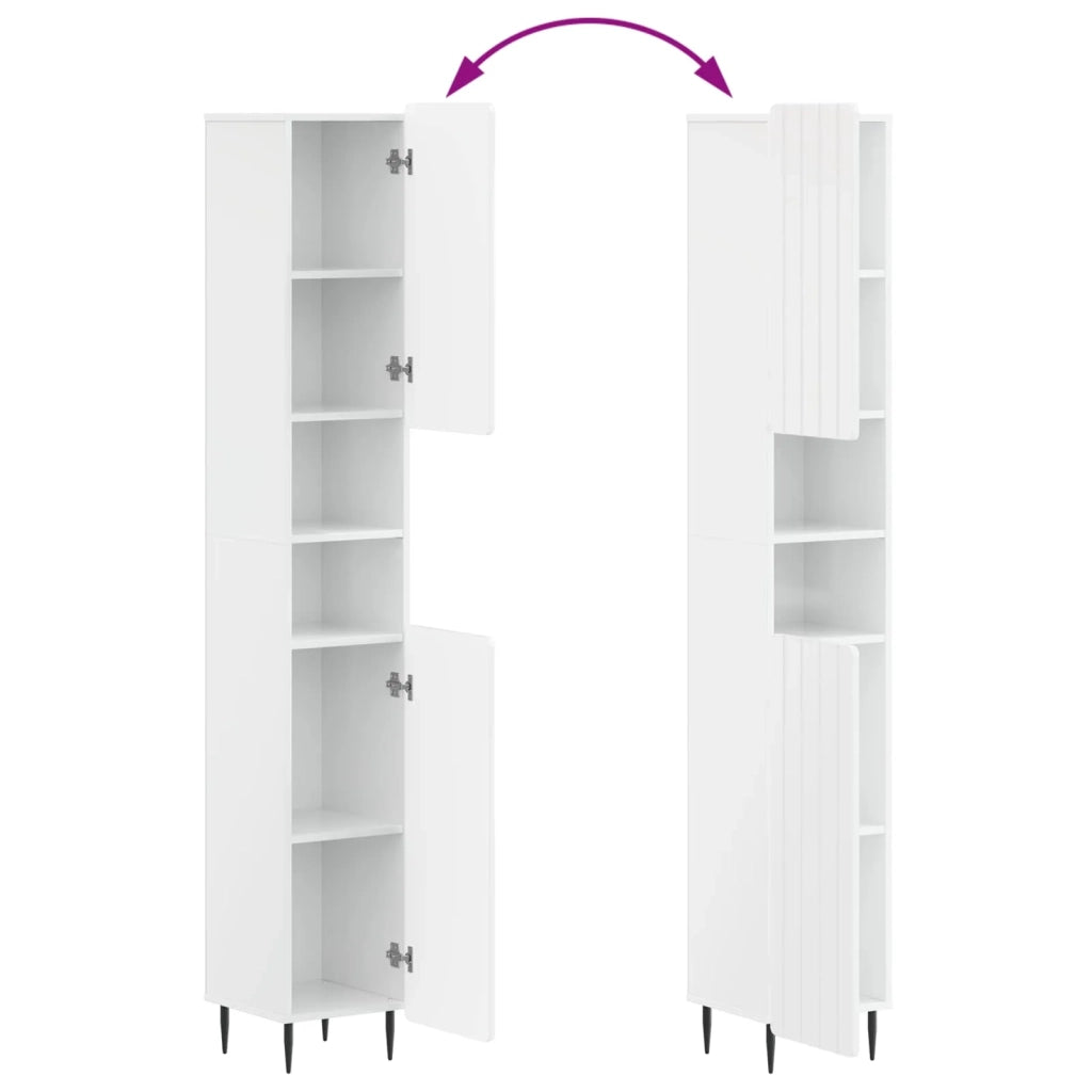 Set di Armadi da Bagno da 2 Pezzi ZWOLLE Bianco Lucido 3417517