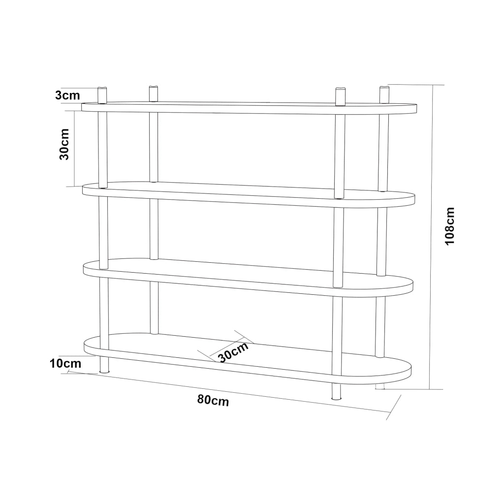 Scaffale da Terra Øvre Libreria con 4 Ripiani - Nero [en.casa]