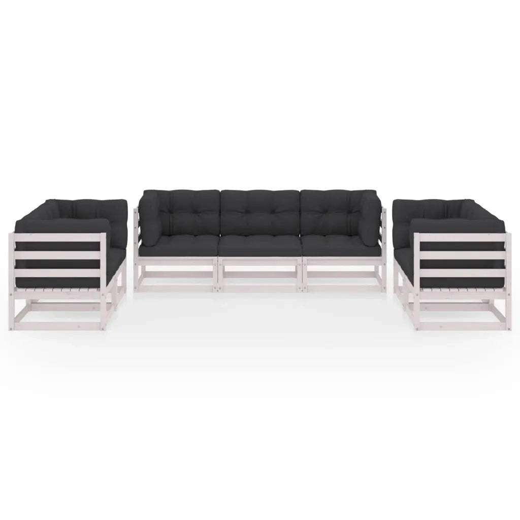Set Divani da Giardino 7 pz con Cuscini Legno Massello di Pino cod mxl 50989