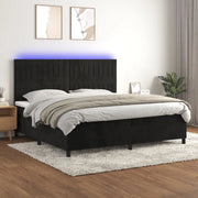 Letto a Molle con Materasso e LED Nero 200x200 cm in Velluto 3136265