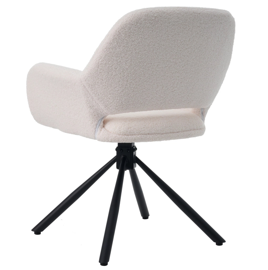 Set 2 sedie girevoli con braccioli in sherpa bianco
