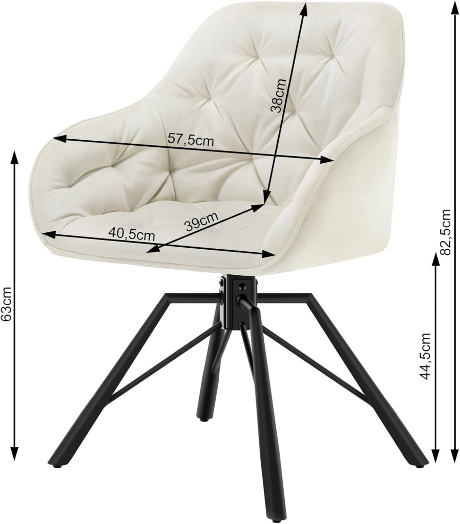 Set di 8 Sedie per Sala da Pranzo Girevoli a 360°, Sedie da Cucina Imbottite con Gambe in Metallo, Poltroncine in Velluto per Camera da Letto, Soggiorno, Ufficio, Crema EZS60cm-8