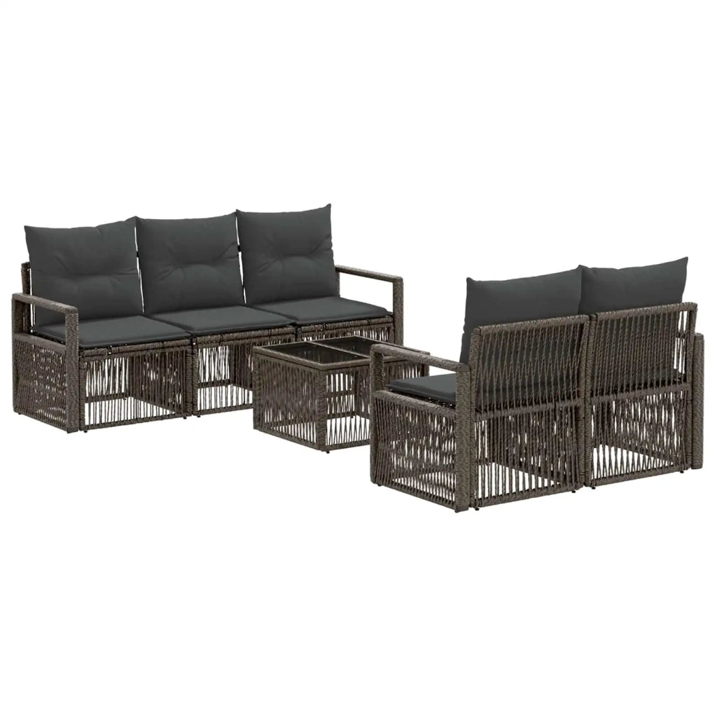 Set Divano da Giardino 6 pz Grigio polyrattan 3435641