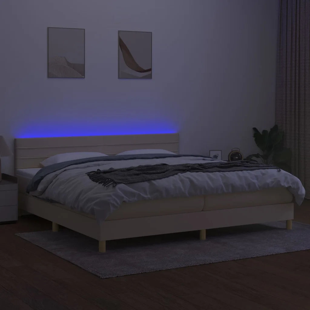 Letto a Molle Materasso e LED bianco 200x200cm in Tessuto cod mxl 61256
