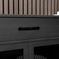 Mobiletto basso meuble de rangement 4 porte con étagères reglables e 2 cassetti stile industriale 150 x 40 x 85 cm nero