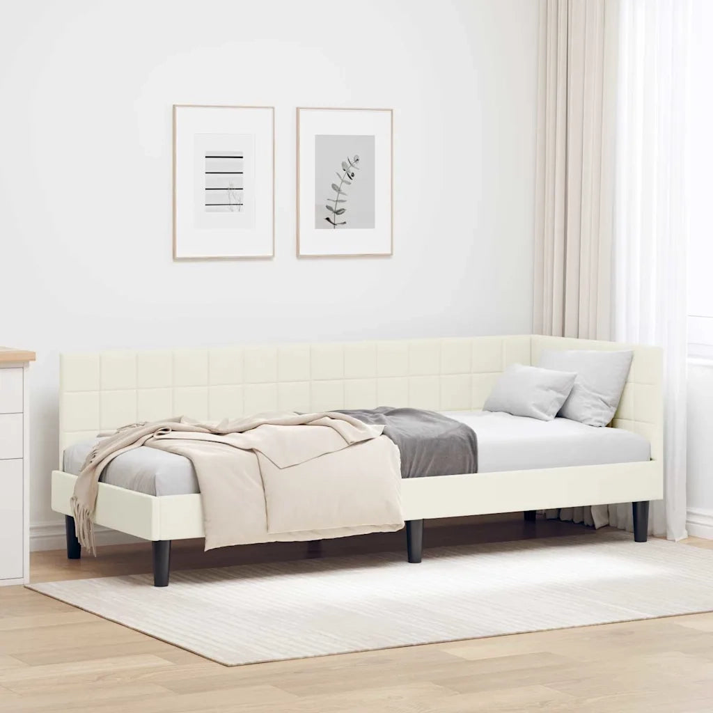 vidaXL Cornice del letto ad angolo Crema 80 x 200 cm Velluto