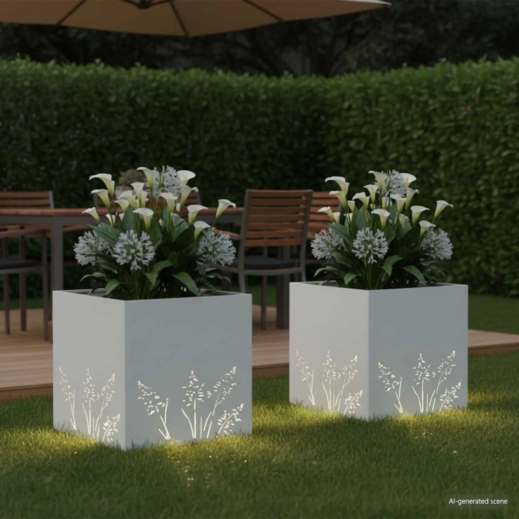 Vaso da giardino 2 pz Bianco 50 x 50 x 49 cm 8005795