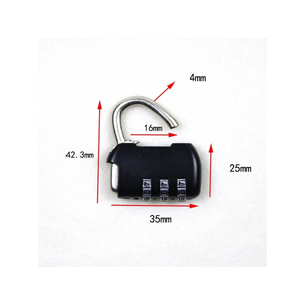 Trade Shop - Catenaccio Lucchetto A Combinazione Per Armadietto Spogliatoio 3 Cifre 35mm -