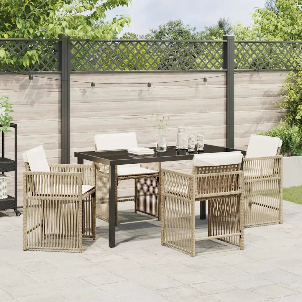 Set da Pranzo per Giardino 5 pcs Beige polyrattan 3380786
