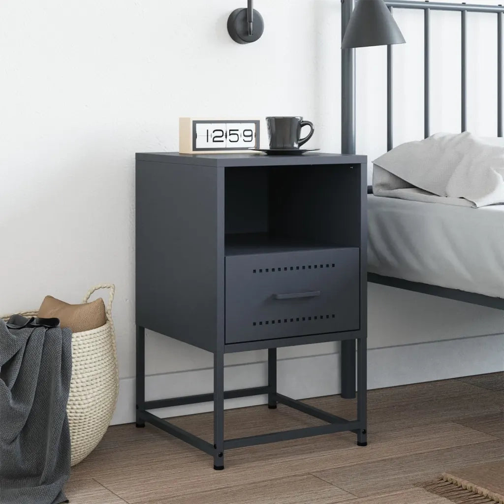 vidaXL Comodino Antracite 36x39x60,5 cm in Acciaio
