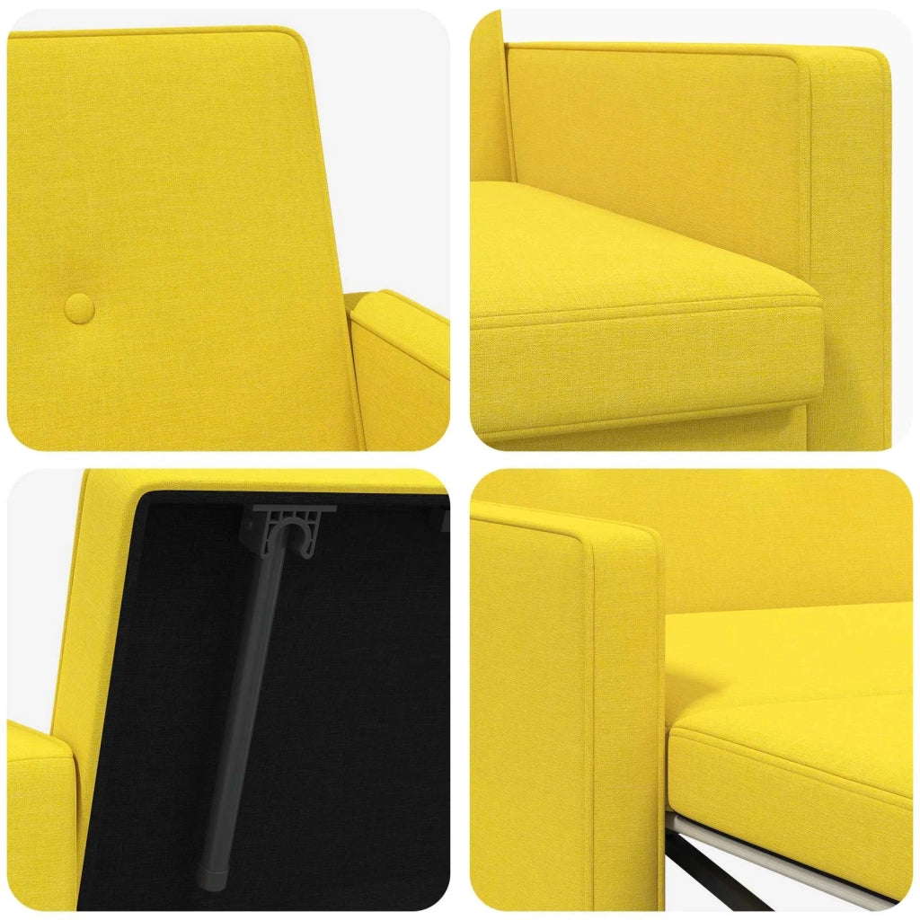Divano Letto Estraibile Giallo Chiaro Tessuto