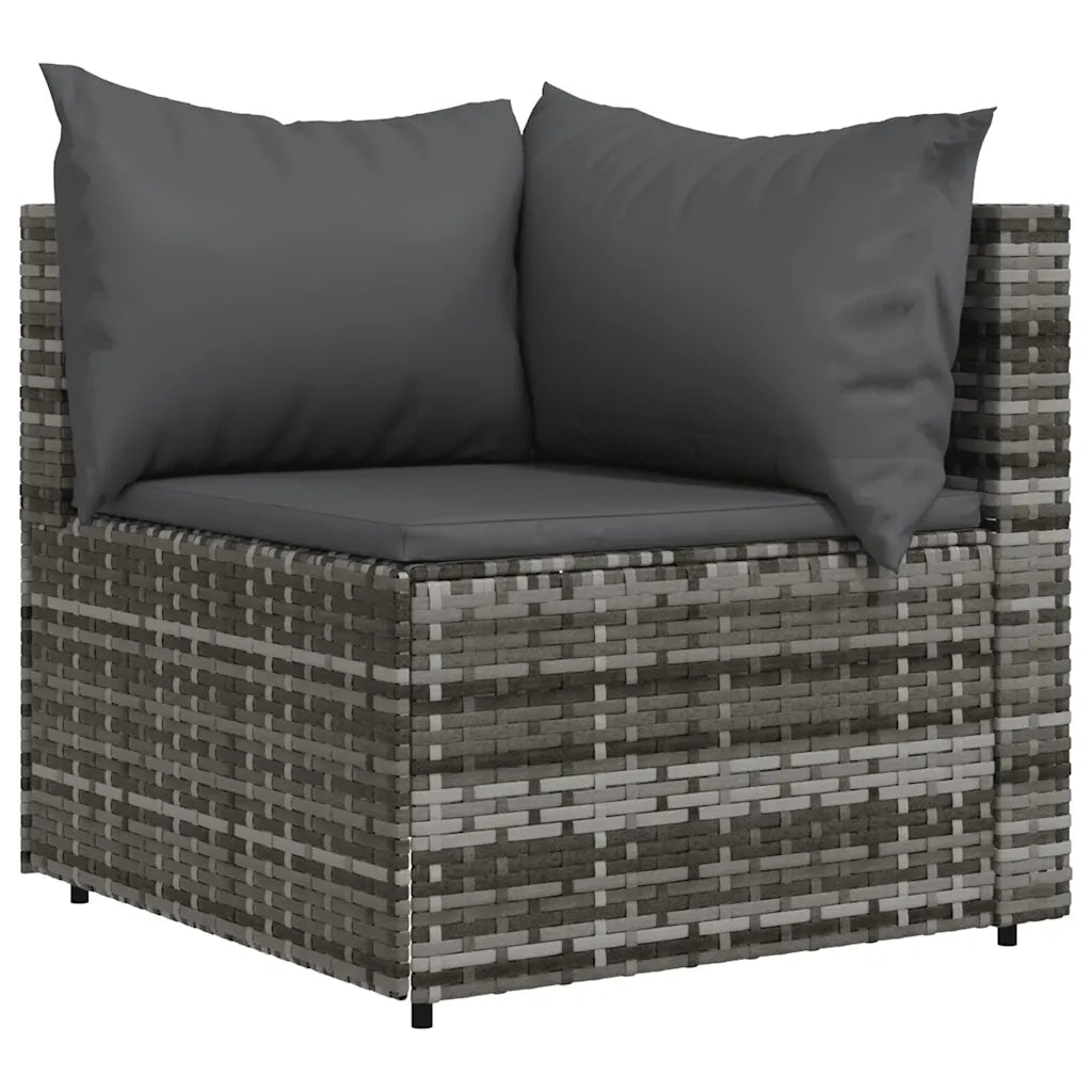 Divani Angolari da Giardino con Cuscini 2pz Polyrattan Grigio 319762