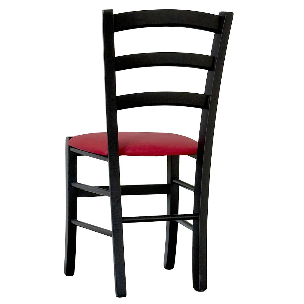 Sedie da sala da pranzo in legno venezia nera con seduta in similpelle rossa
