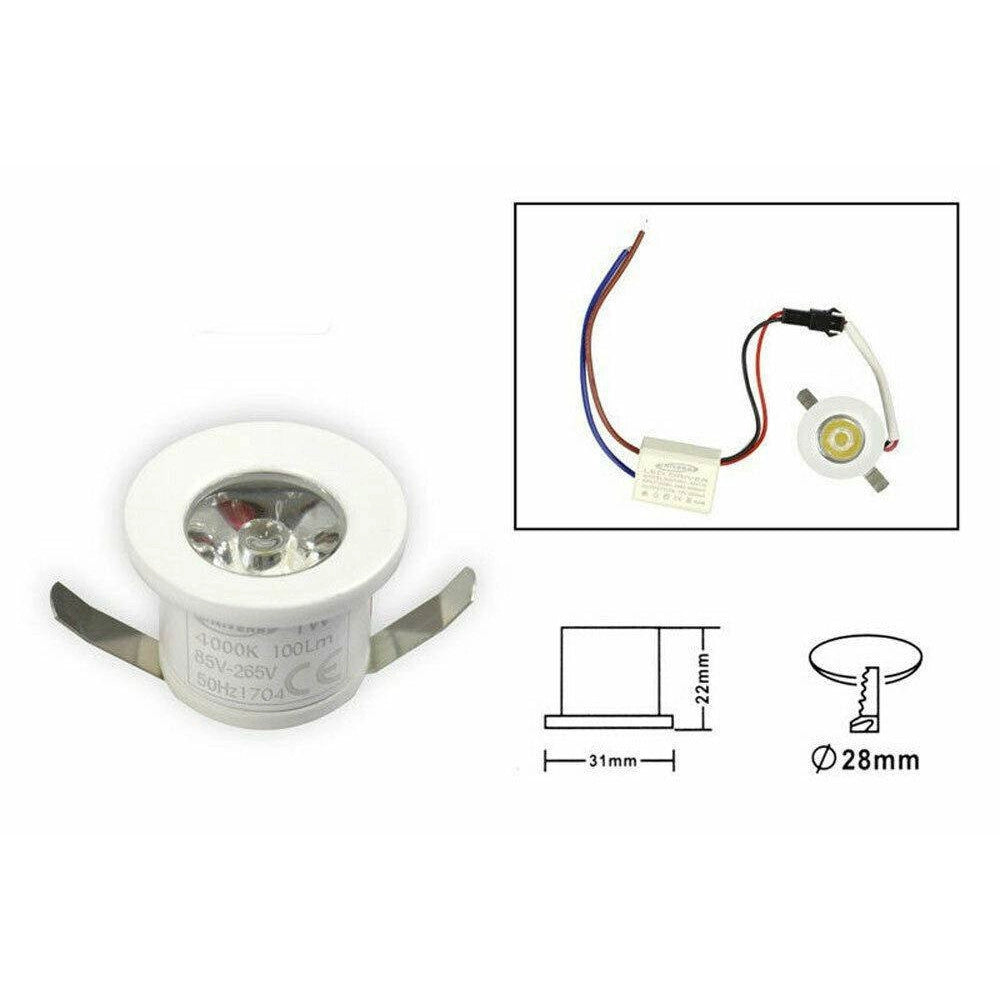 Trade Shop - Faretto Led Incasso 1 W Bordo Bianco Mini Punto Luce 6500k 3000k 4000k Blu - -blu      -