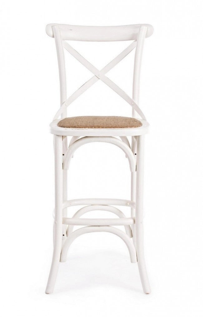 Sgabello Bar Cross Bianco in Legno