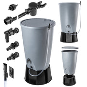 Serbatoio per acqua piovana KADAX 260L, kit di collegamento per barile d'acqua, base per rubinetto