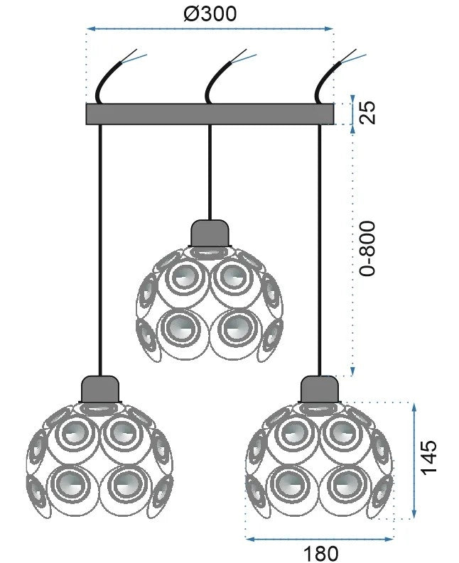 Lampada Pensile Palla Cristallo APP209-3CPR