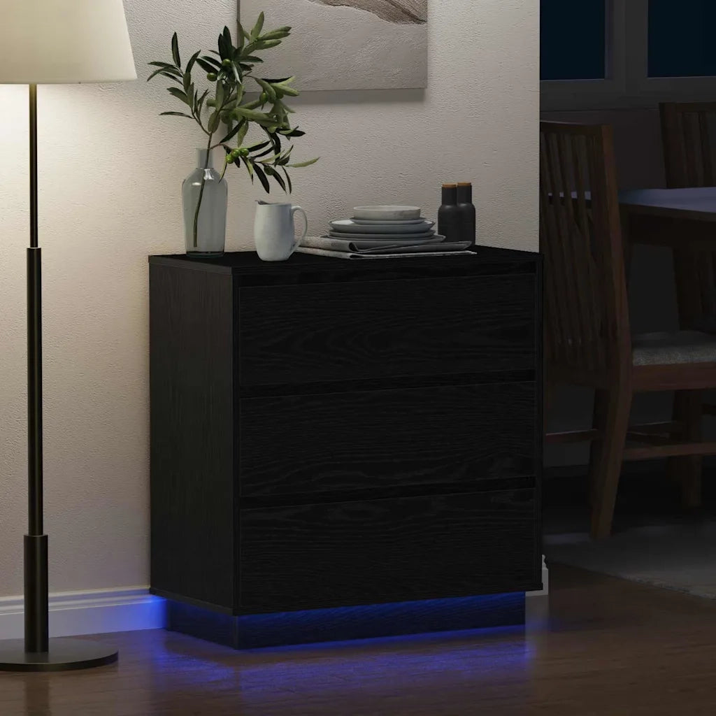 Armadio da Notte con cassetto Rovere Nero 71 x 34,5 x 75 cm 869635