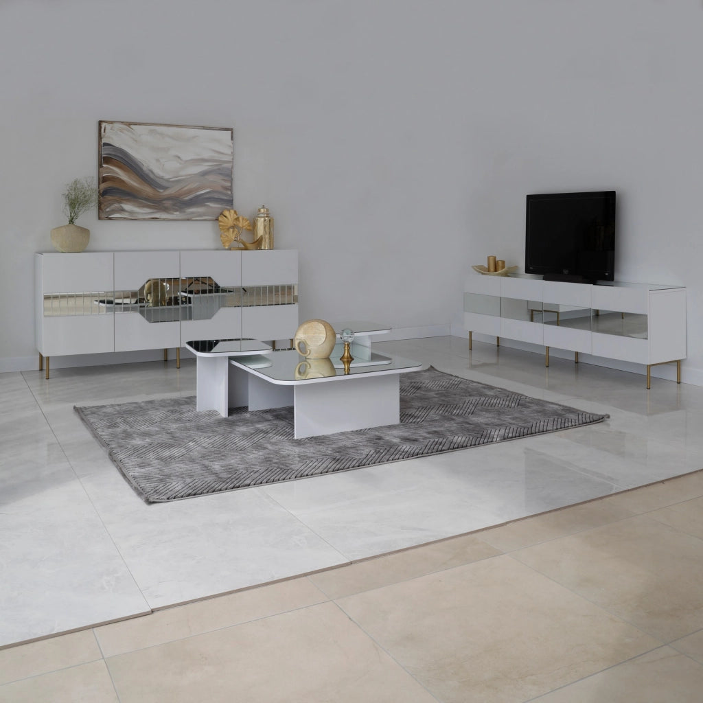 Pagliara, Tavolino da Salotto Modulabile, 80x80x30h cm Bianco