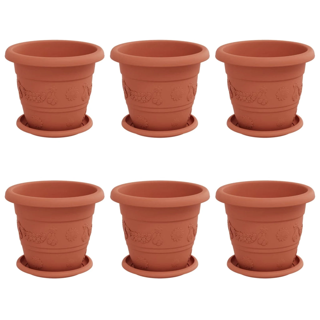 Fioriere | Cassetta per fiori | Vasi per Piante 6 pz Rosso Mattone ? 22 x 18 cm Plastica